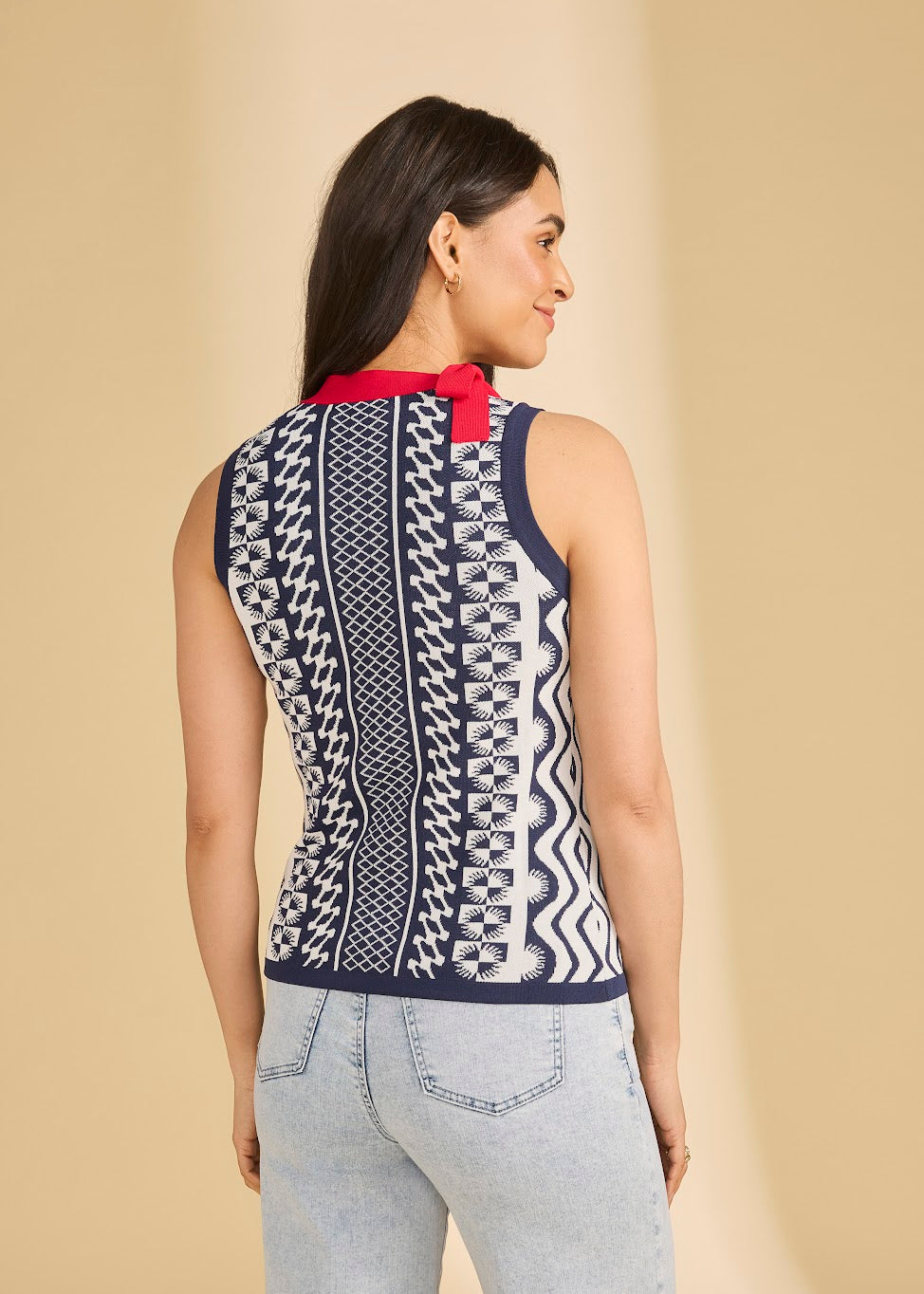 Sleeveless Sweater With Side Neck Tie