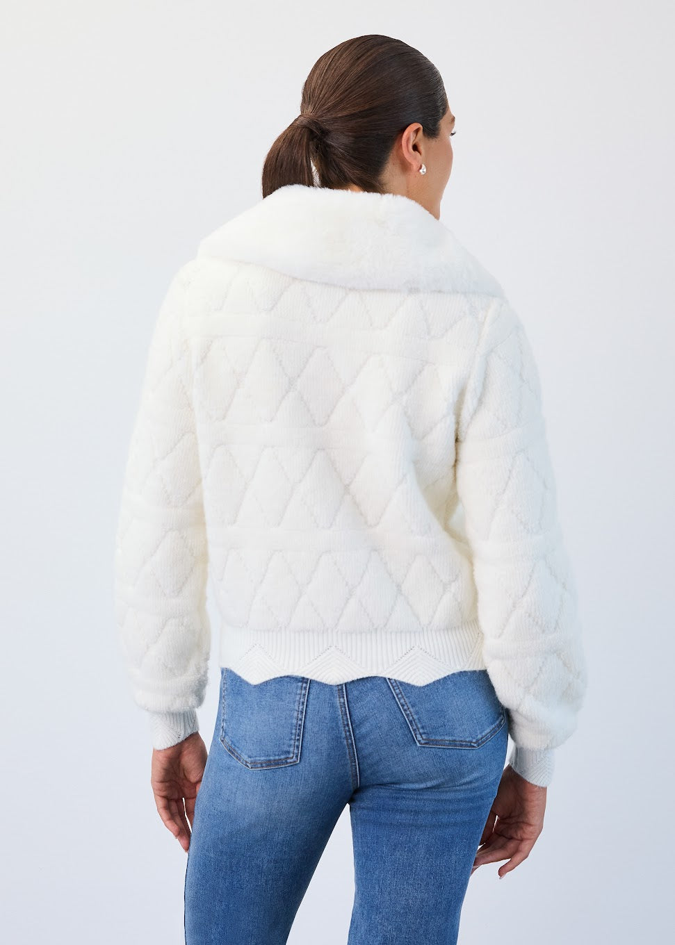 Detachable Collar Bomber Sweater
