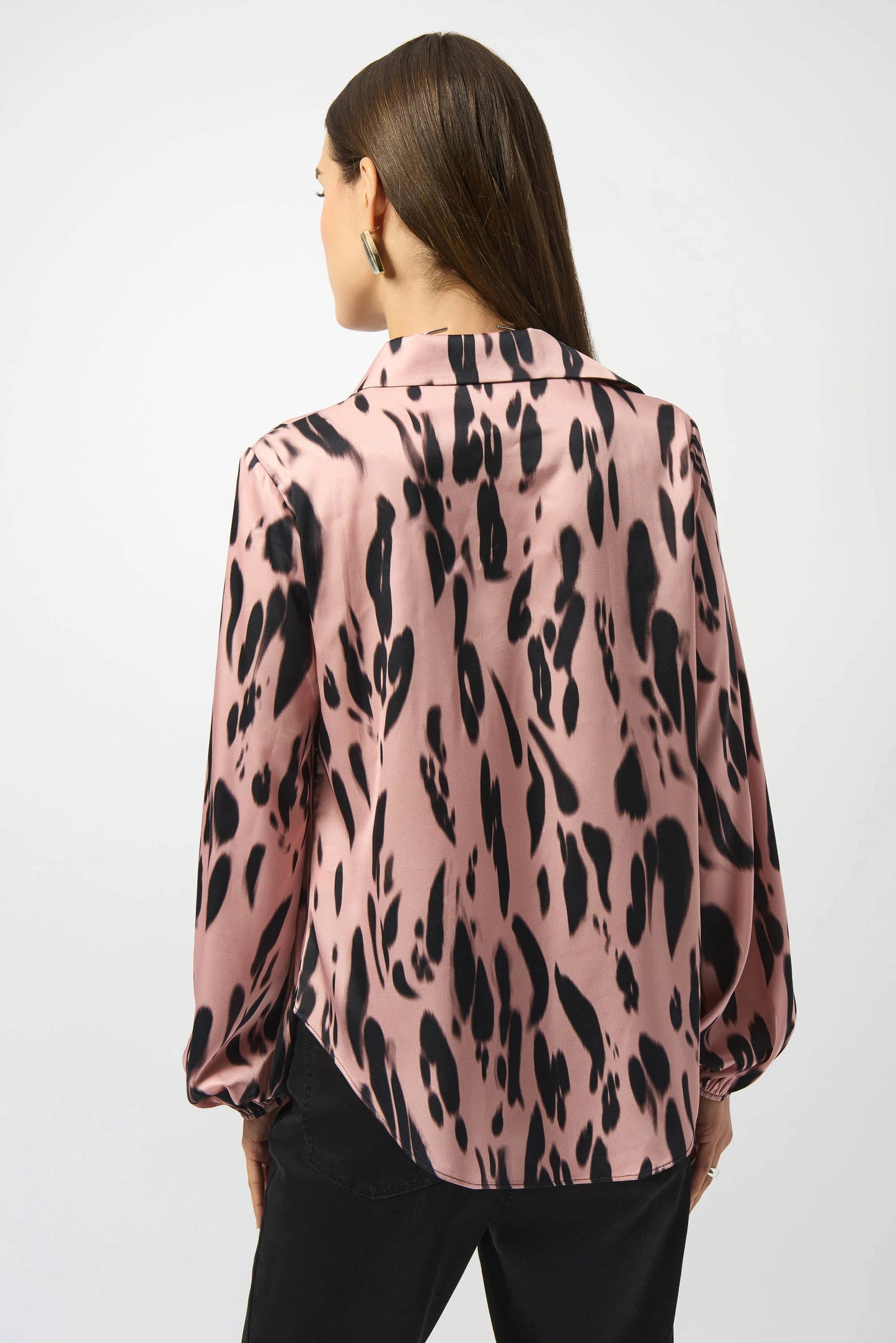 Recycled Satin Animal Print Draped Blouse
