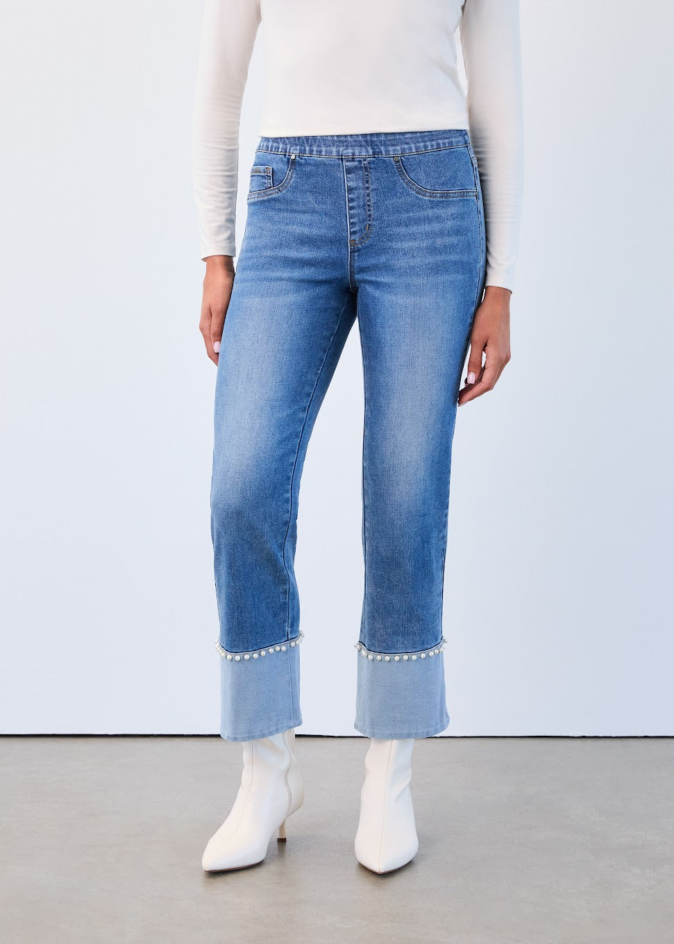 Pull On Straight Ankle Denim