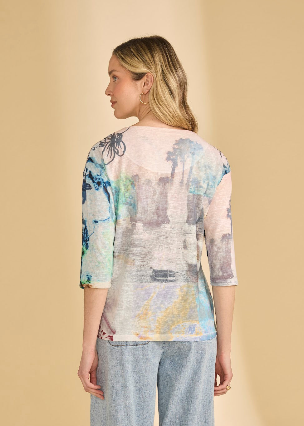 Drop Shoulder Notch Neck Top