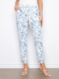 Printed Crinkle Bengaline Pull On Jogger Pant