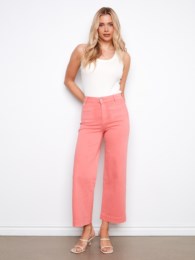 Coloured Twill Cropped Flare Leg Patch Pocket Pant