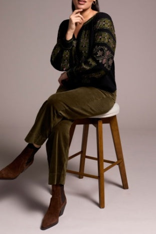 Long Sleeve Blouse with Embroidery