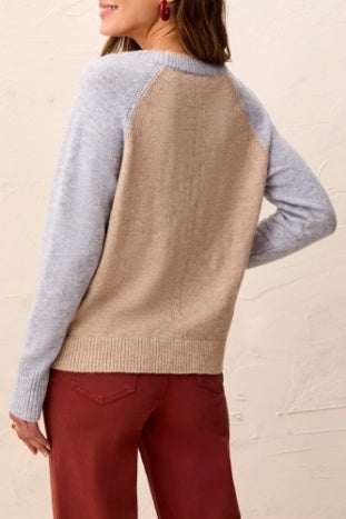 Long Sleeve Crew Neck Colour Block Sweater