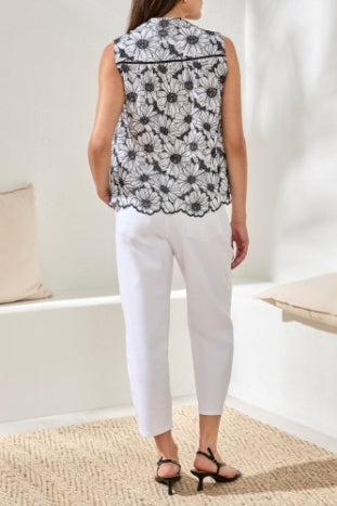 Sleeveless Button Front Blouse