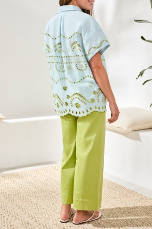 Short Sleeve Pop Over Embroidered Blouse