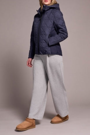 Long Sleeve Puffer Jacket With Removable Hood
