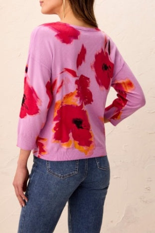 Soft Yarn 3/4 Sleeve Crew Neck Sweater