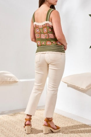 Wide strap Cami With Crochet Detail
