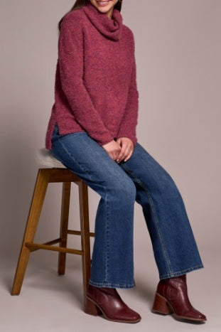 Cowl Neck Sweater With Side Split