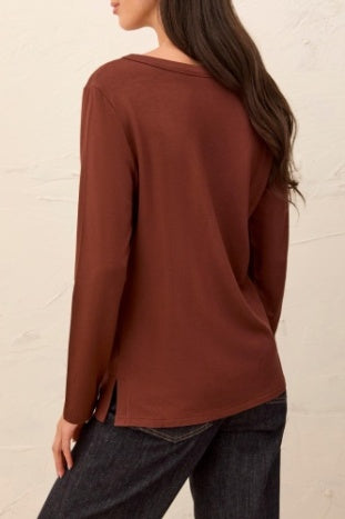 Soft French Terry Scoop Neck Long Sleeve Top