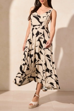 Printed Sleeveless High Low Dress