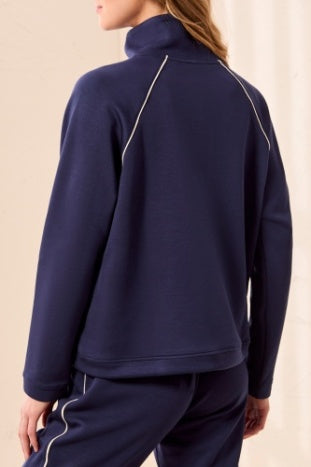 Long Sleeve Raglan Pop Over With Zipper