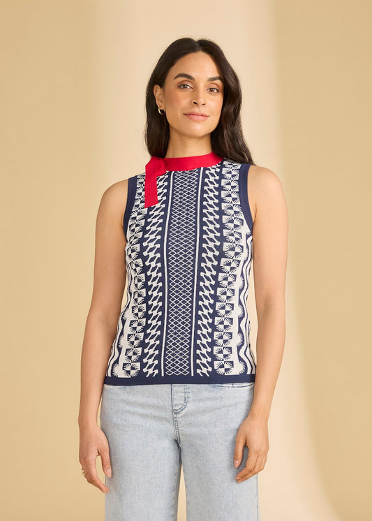 Sleeveless Sweater With Side Neck Tie