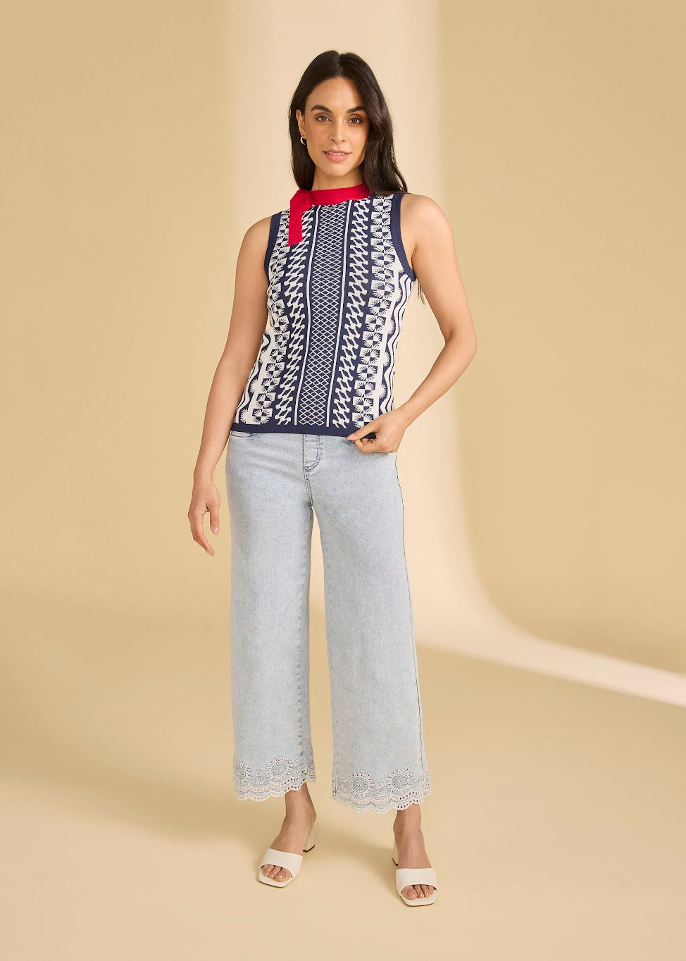 Sleeveless Sweater With Side Neck Tie