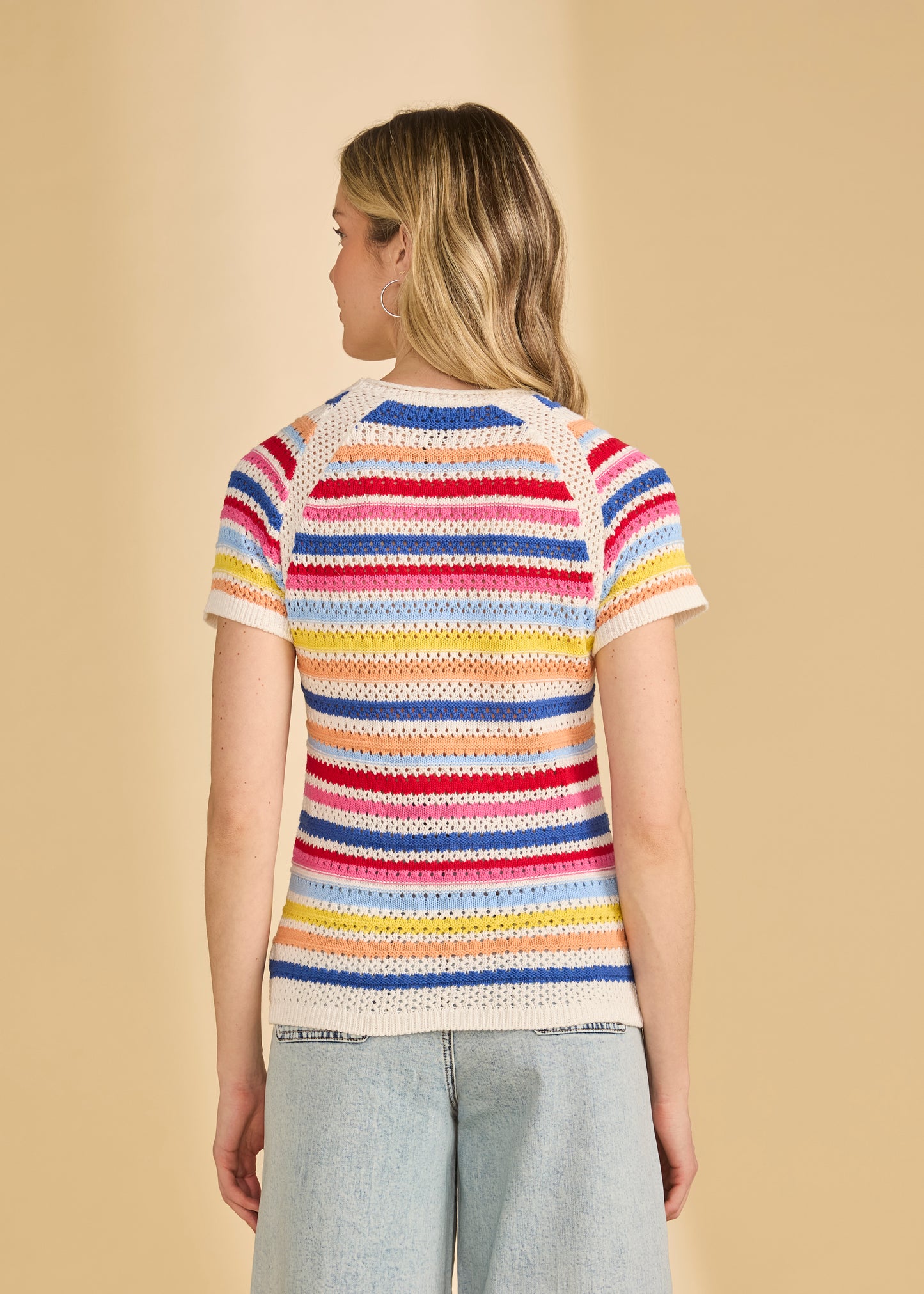 Cap Sleeve Striped Sweater