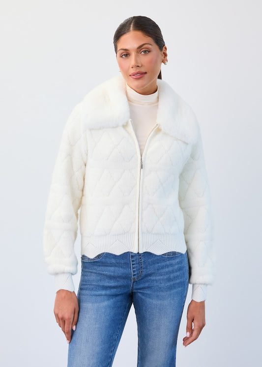 Detachable Collar Bomber Sweater