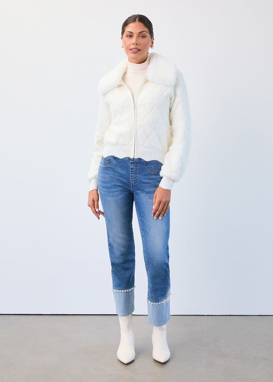 Detachable Collar Bomber Sweater