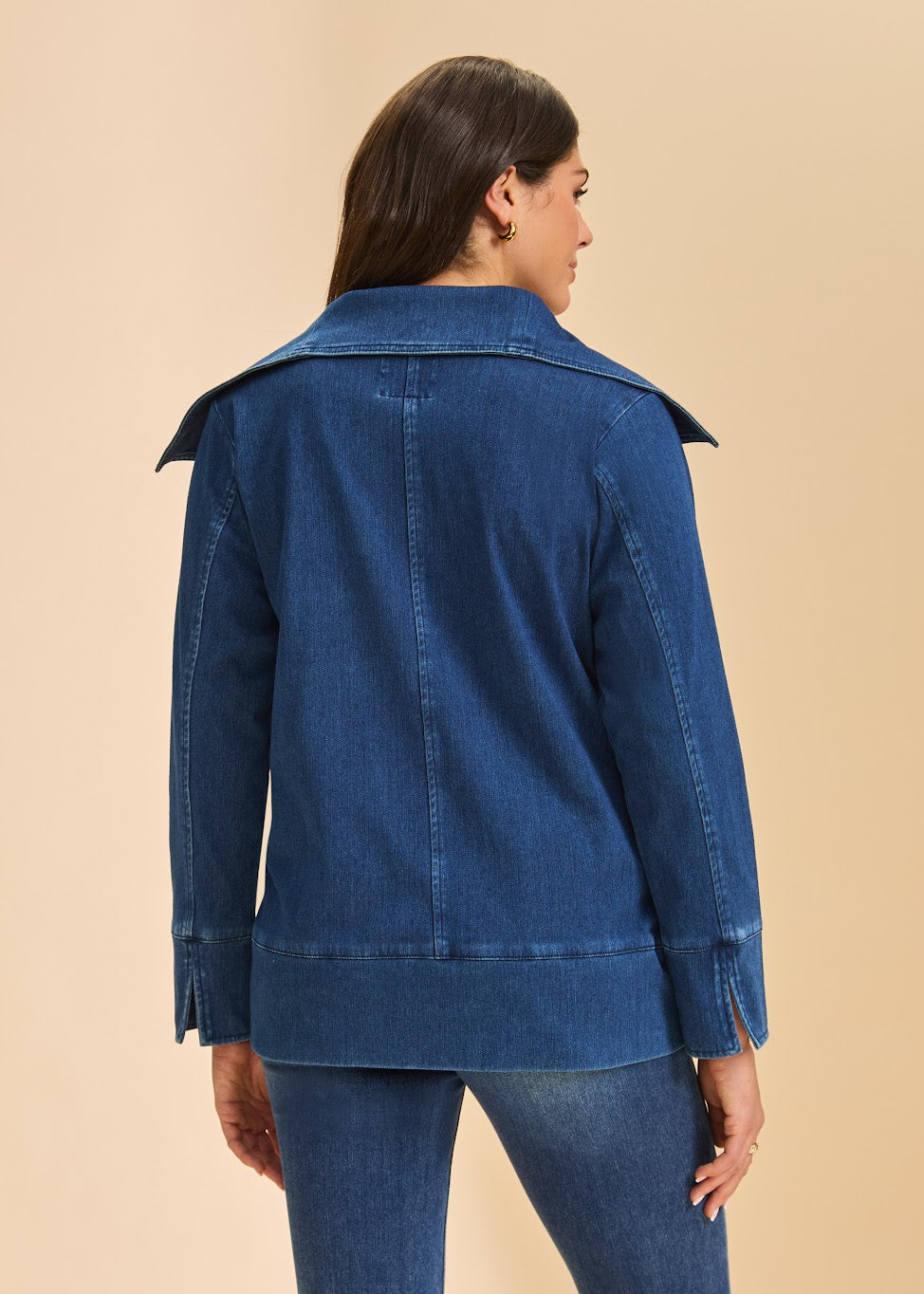 Draped Front Denim Jacket