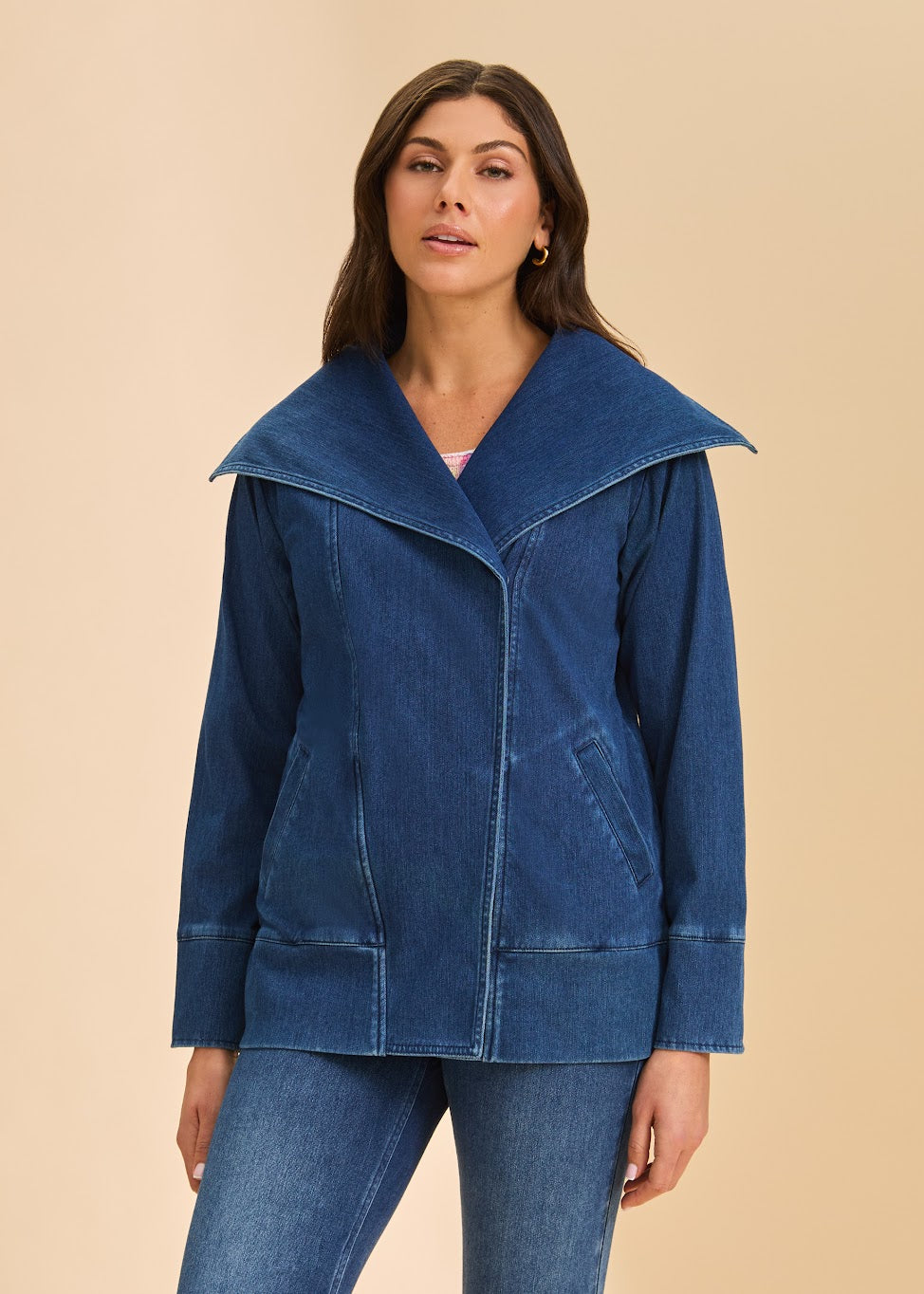 Draped Front Denim Jacket