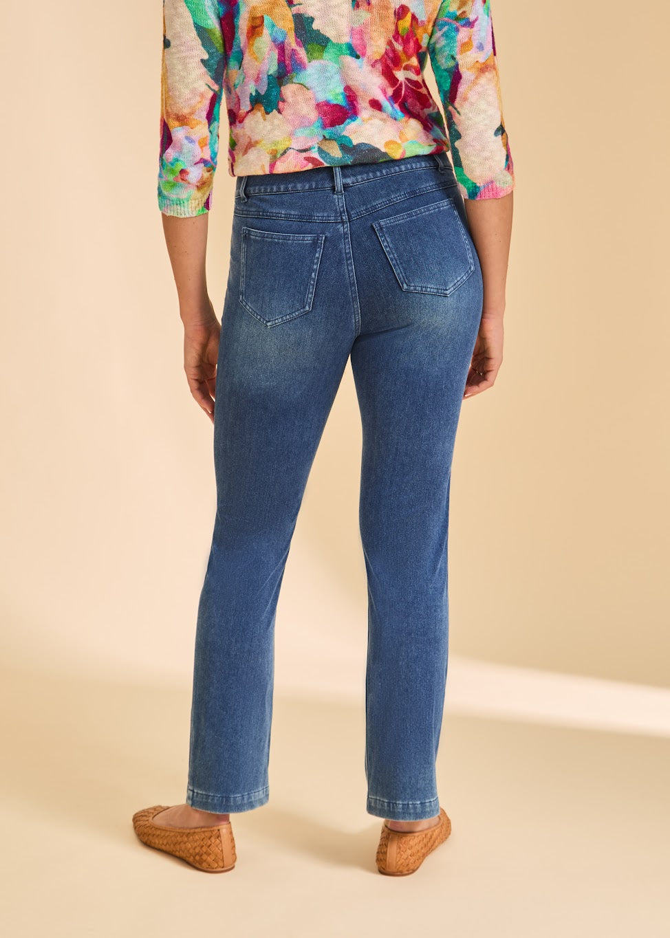 5 Pocket Denim Pull On Straight Leg Jean
