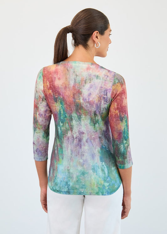 Floral Blur V-Neck Top