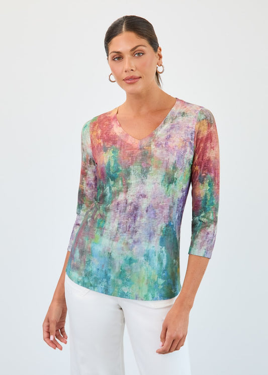 Floral Blur V-Neck Top