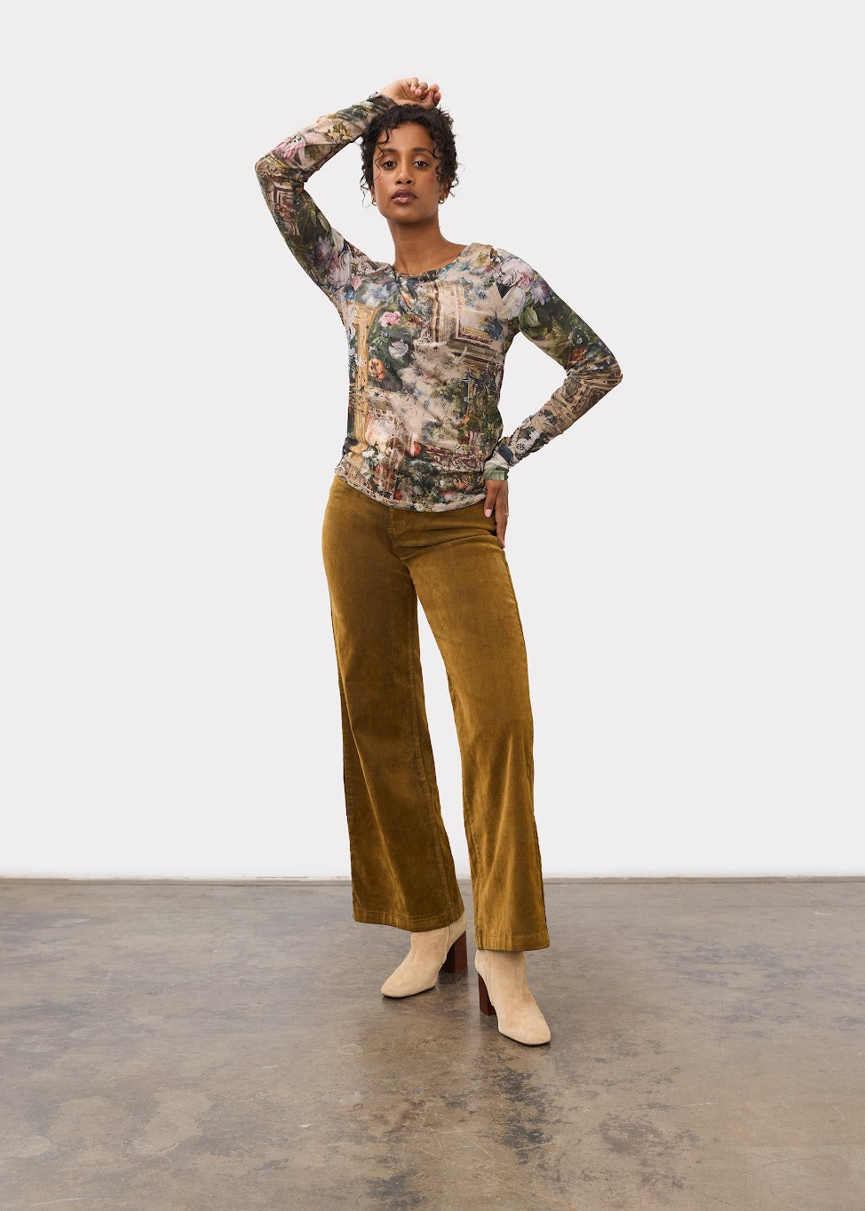 Rushed Sleeve Mock Neck