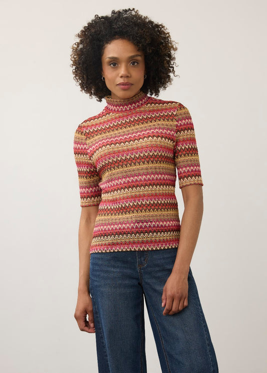 Elbow Sleeve Mock Neck Top