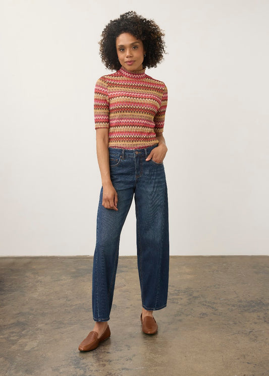 Elbow Sleeve Mock Neck Top