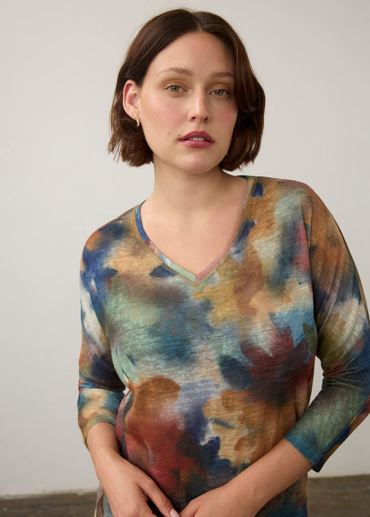 Drop Shoulder V Neck