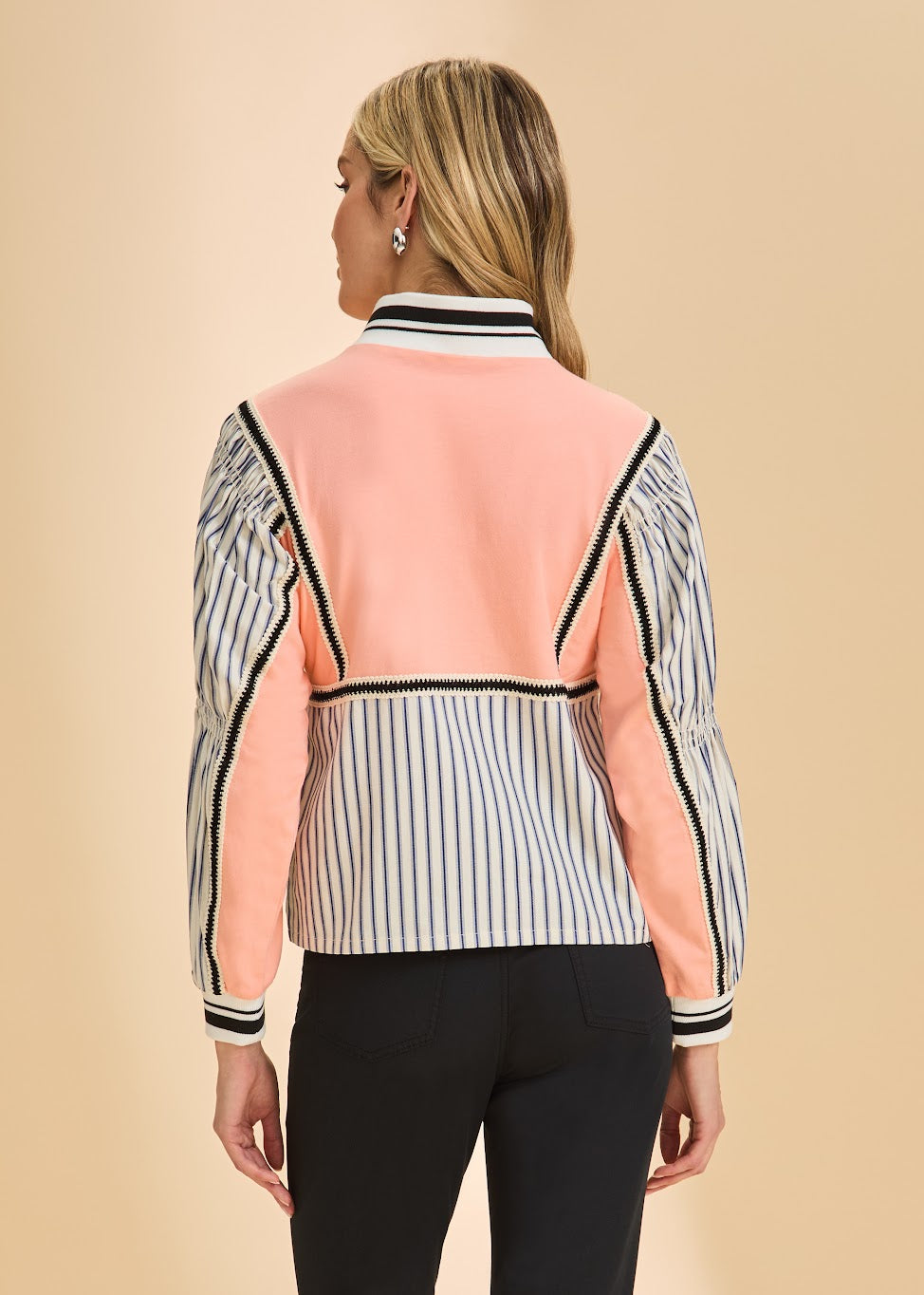 Mix  Media  Half Zip Top