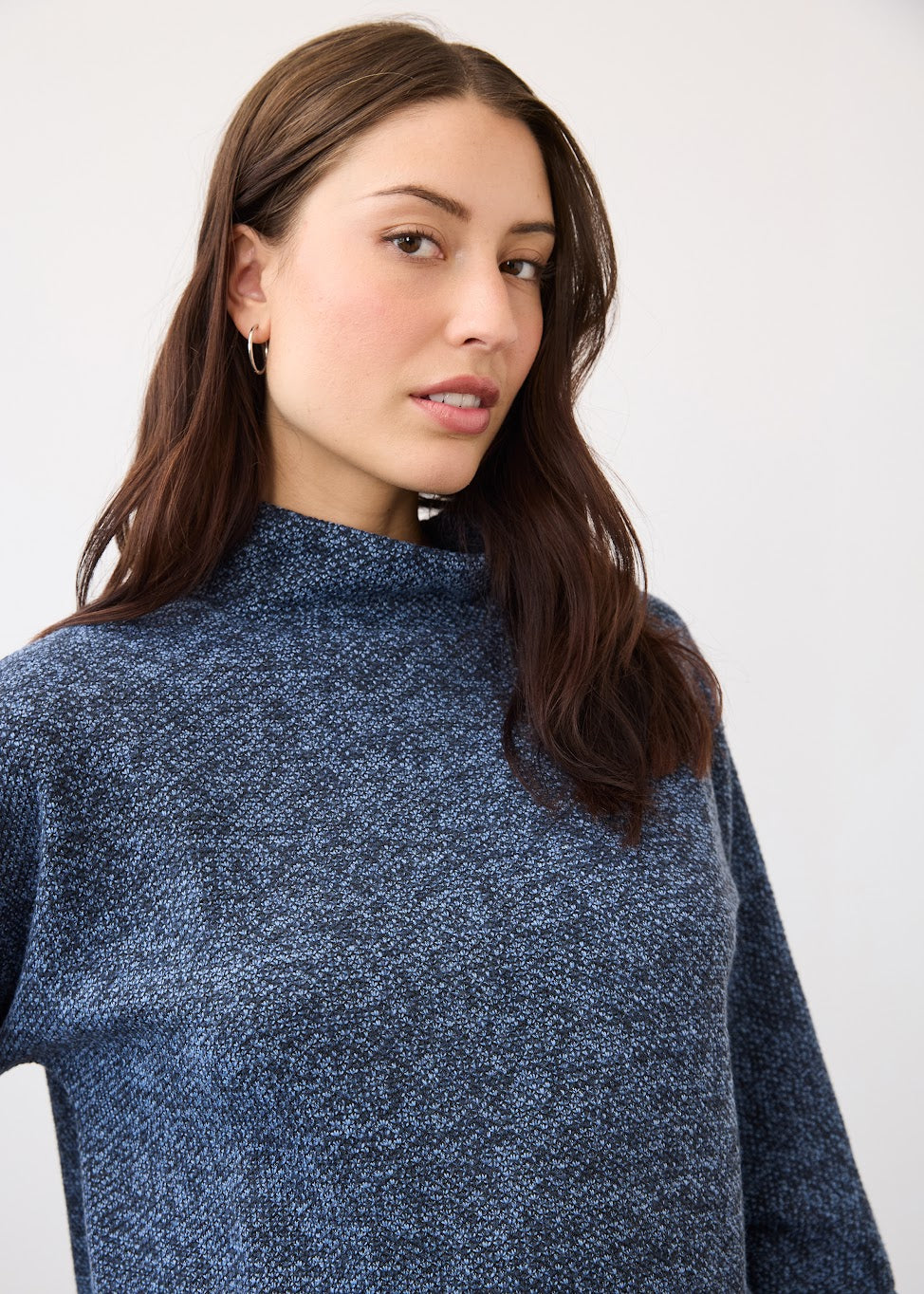 Boat Mock Neck Knit Pullover
