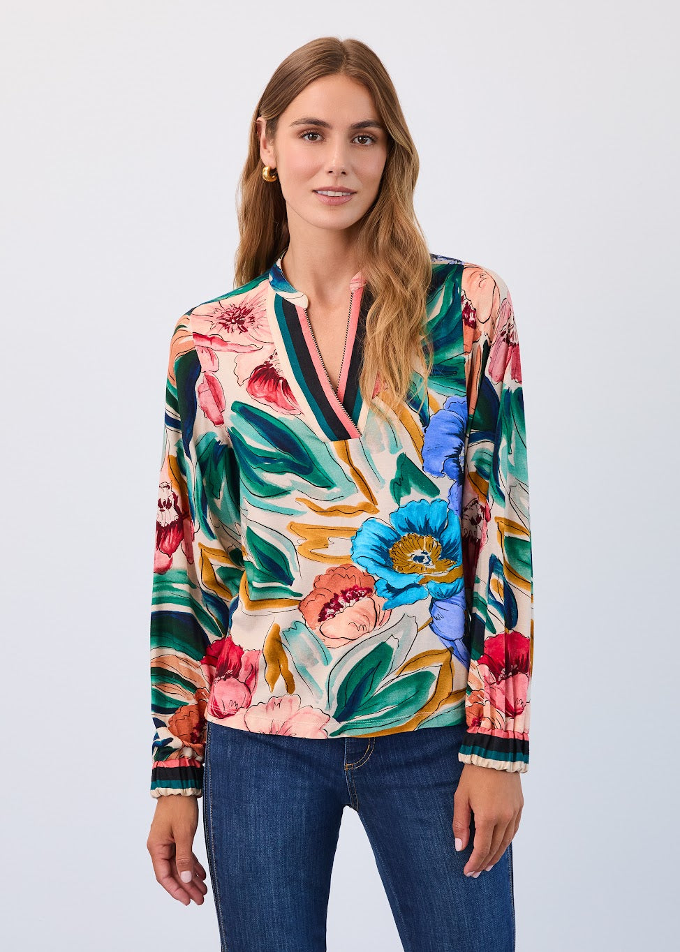 Long Sleeve Border Stripped Top