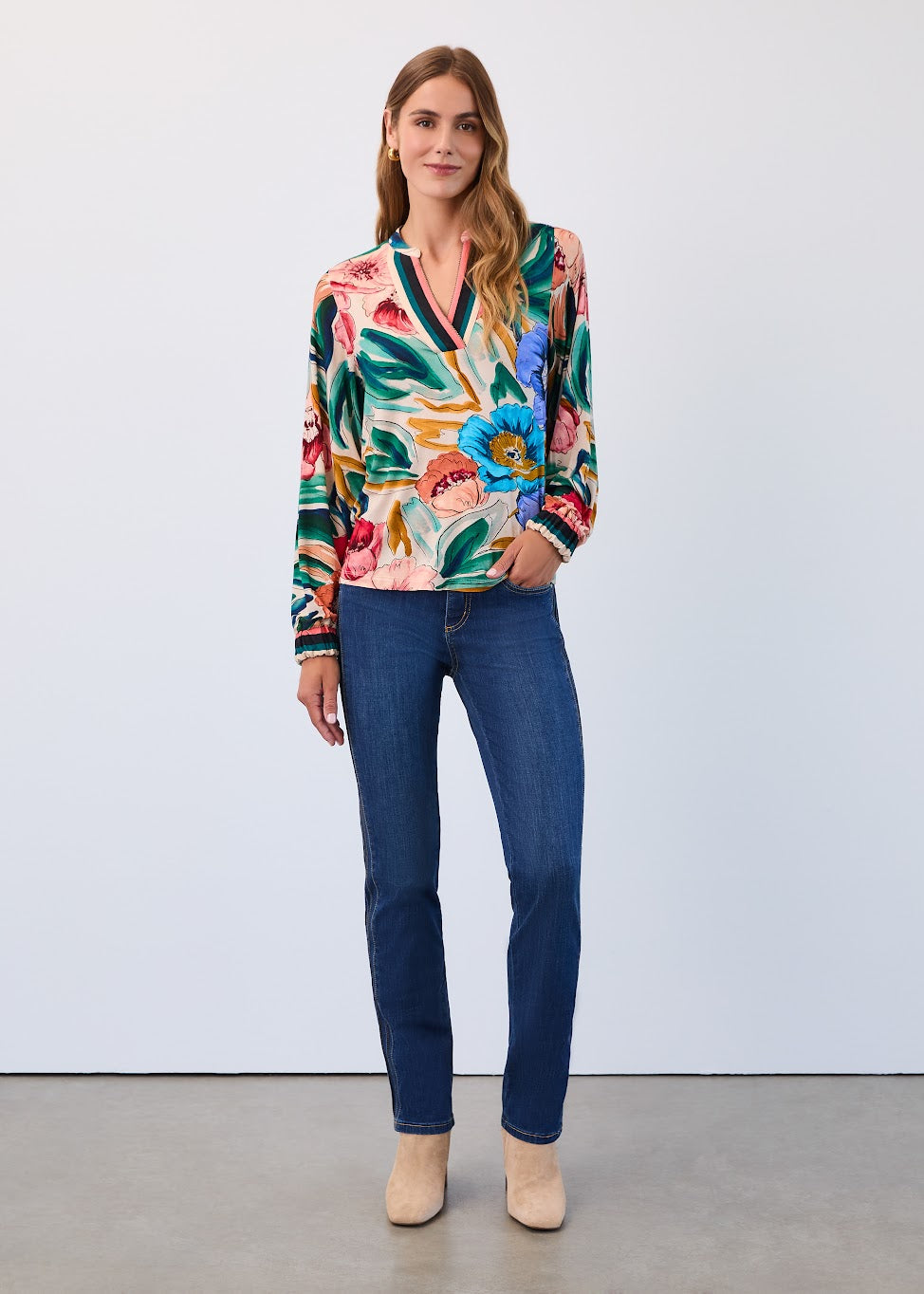 Long Sleeve Border Stripped Top