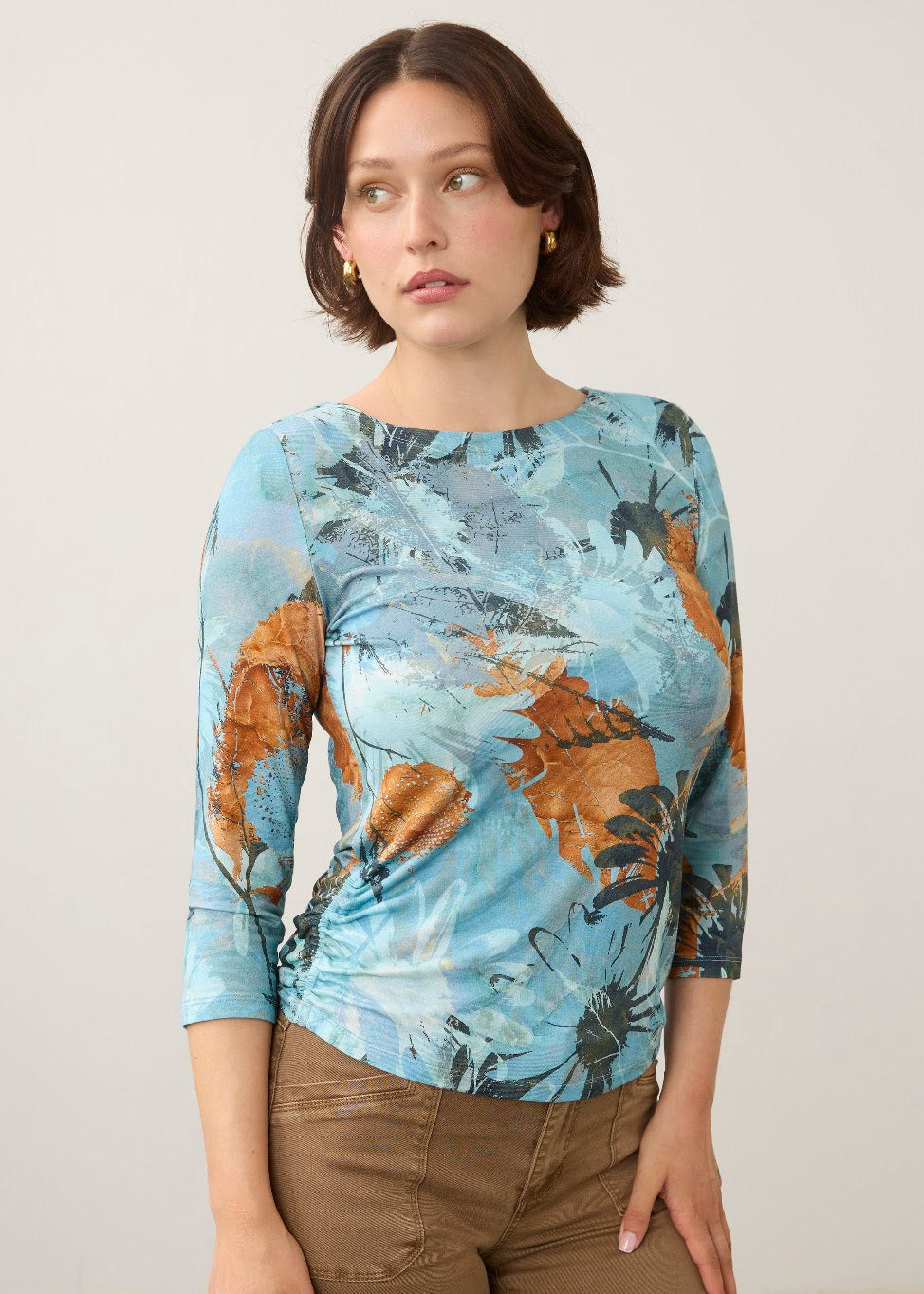 Boat Neck 3/4 Sleeve Top