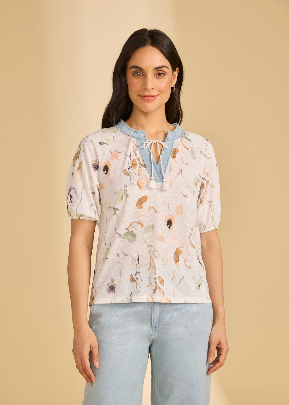 Elbow Sleeve Embellished Top