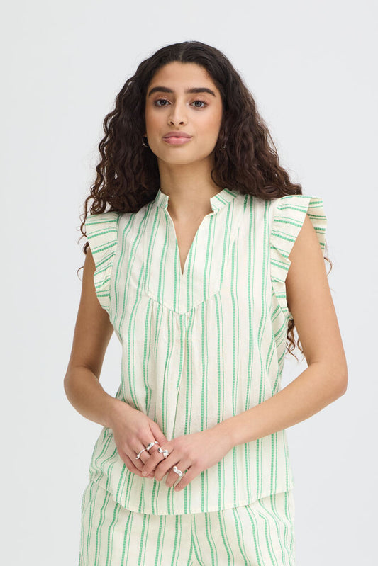 IHJOVIL Cap Ruffle SleevSle Top