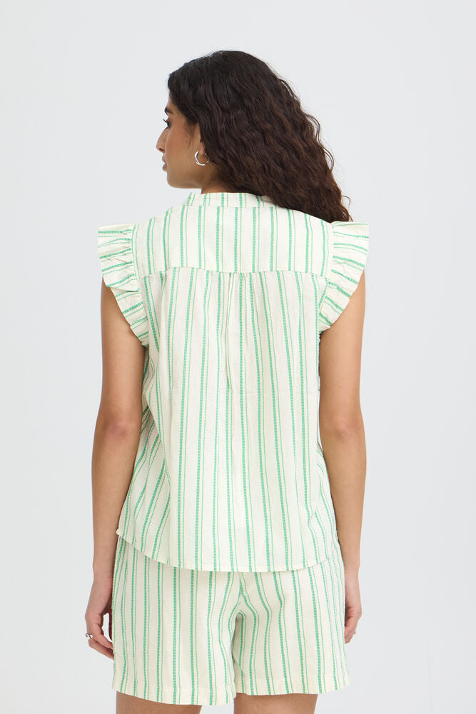 IHJOVIL Cap Ruffle SleevSle Top