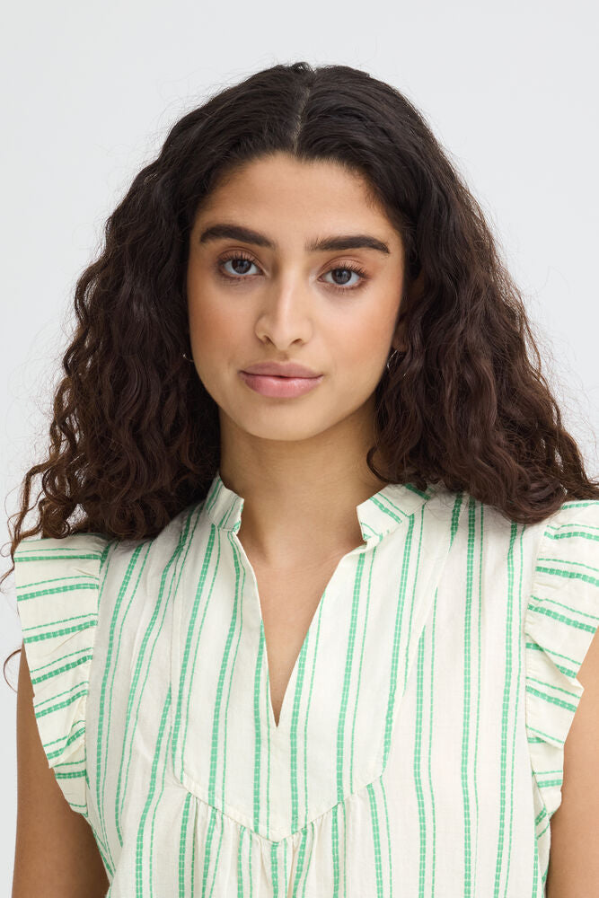 IHJOVIL Cap Ruffle SleevSle Top