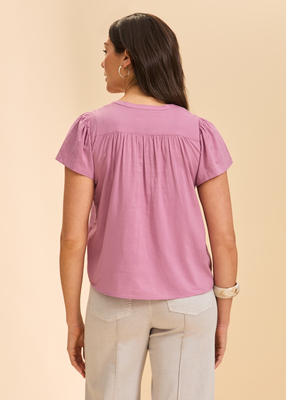 Flutter Sleeve V-Neck Blouse