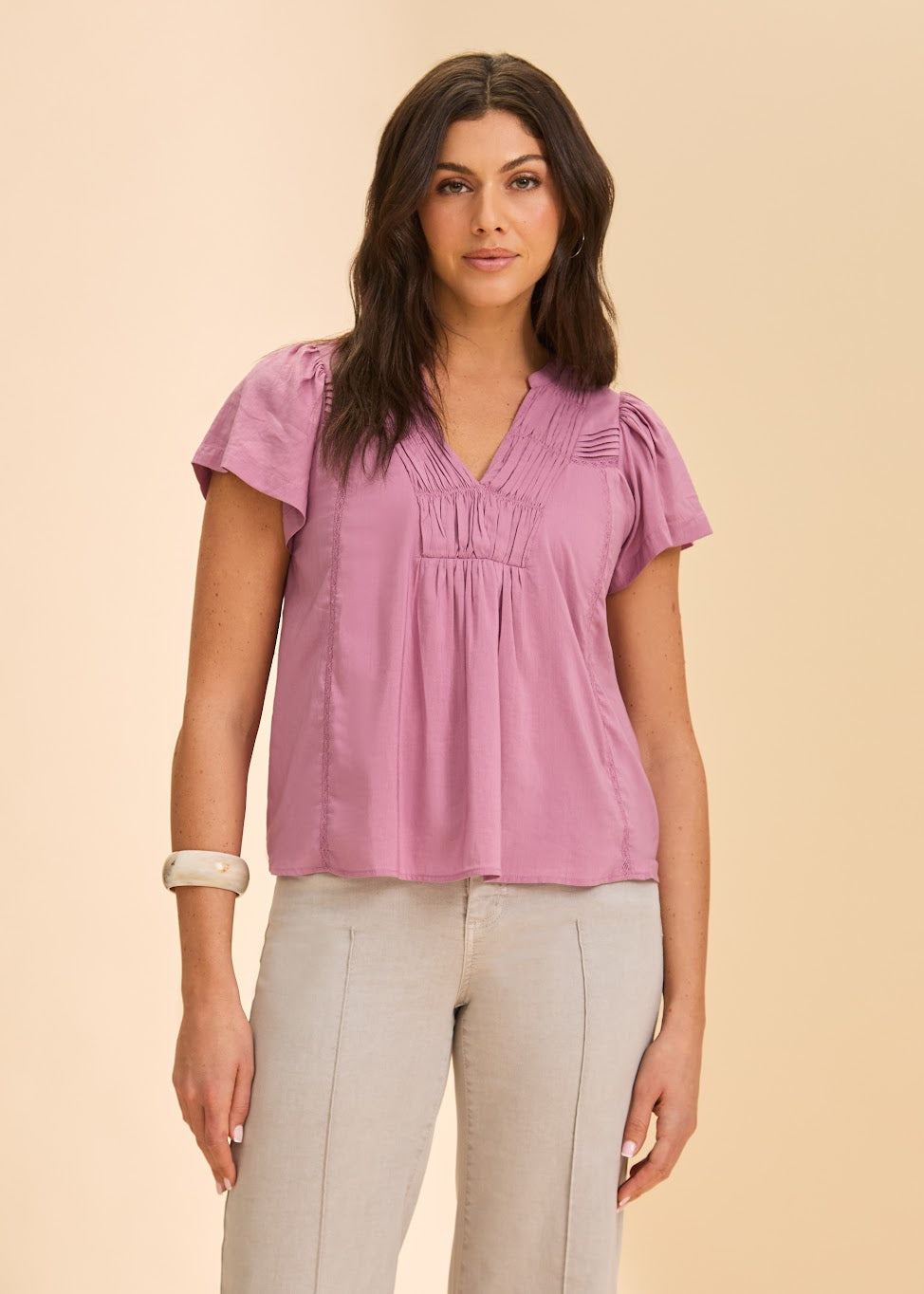 Flutter Sleeve V-Neck Blouse