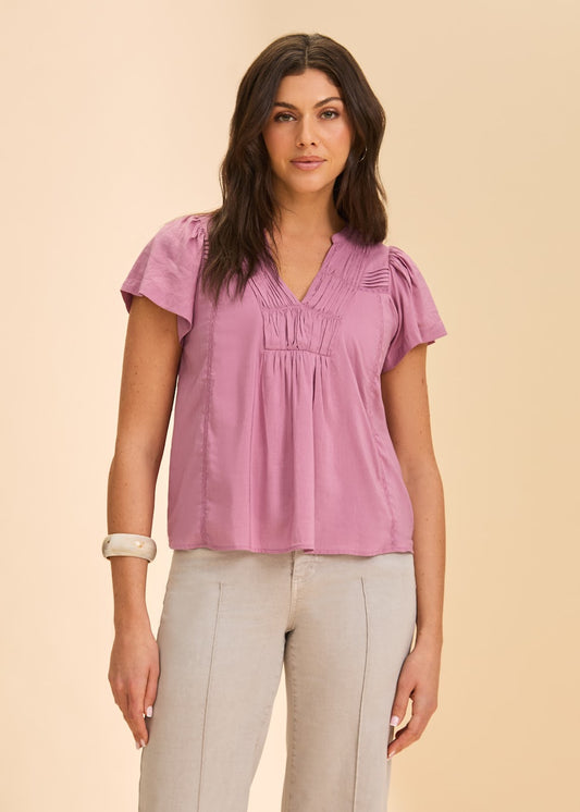Flutter Sleeve V-Neck Blouse