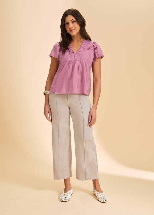 Flutter Sleeve V-Neck Blouse