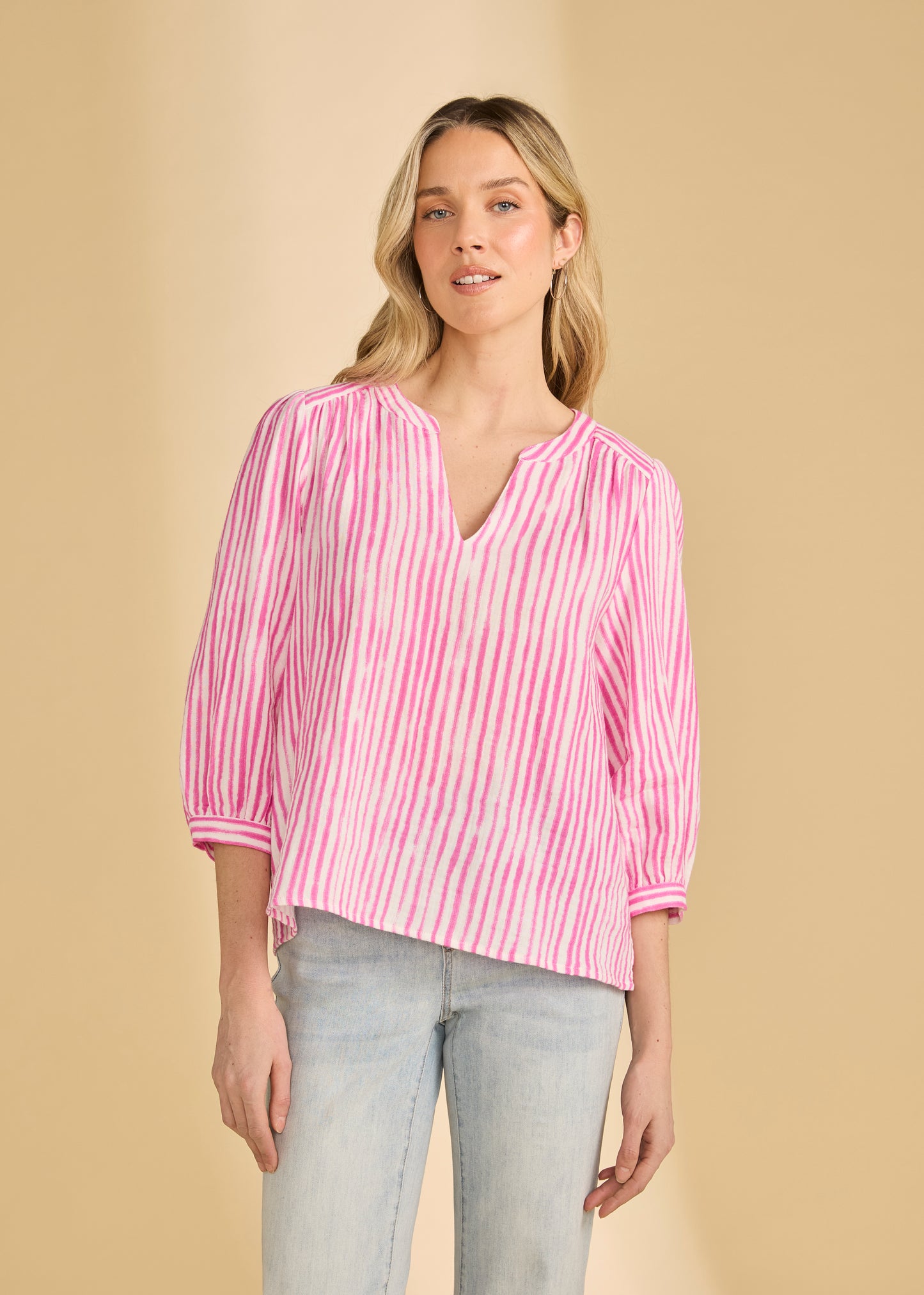 Striped Pop Over Blouse