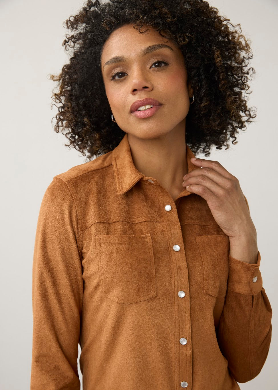 Long Sleeve Suede Shirt
