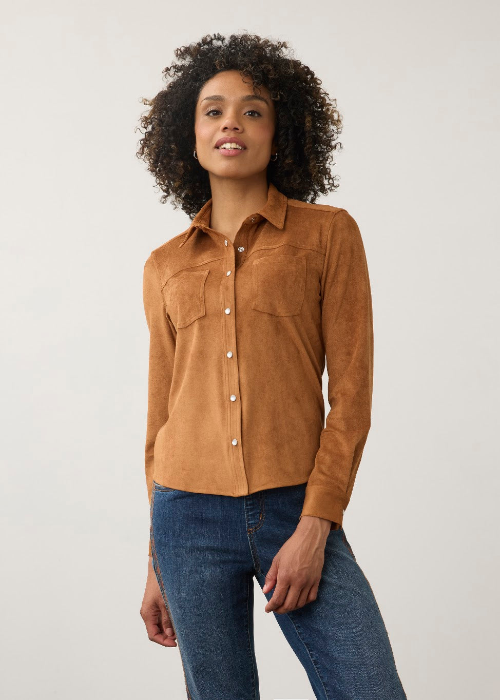 Long Sleeve Suede Shirt