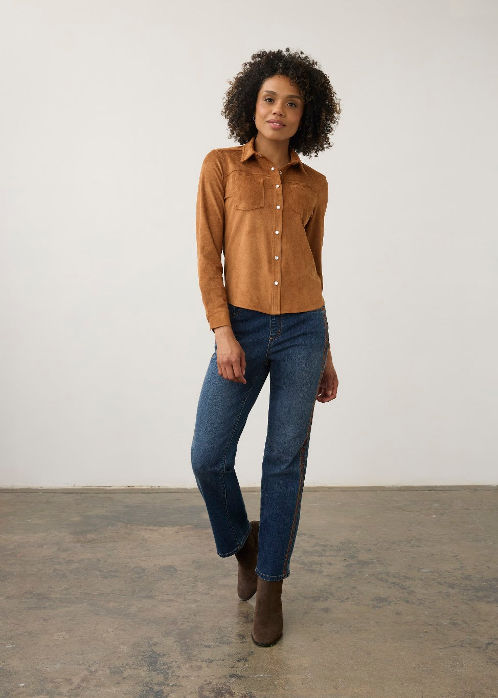 Long Sleeve Suede Shirt