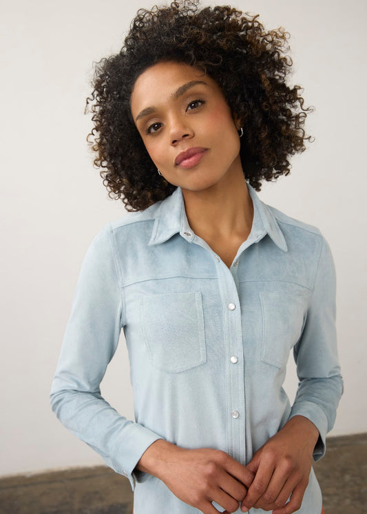 Long Sleeve Suede Shirt